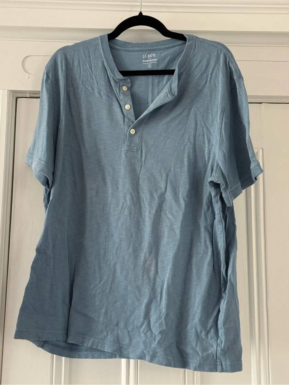 Men’s J. Crew Short Sleeve Henley Tee in Slub Cotton Size L